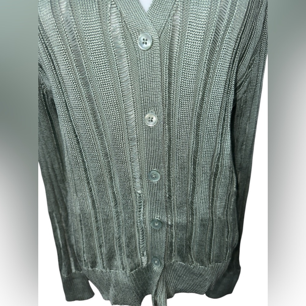 Ralph Lauren Black Label Women’s Cardigan Pointelle Knit Slim V-neck Swe… - Picture 7 of 16